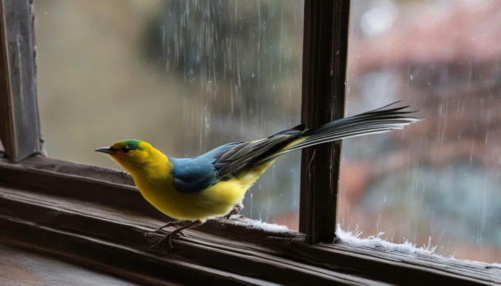 Bird colliding with a window Bird colliding with a window