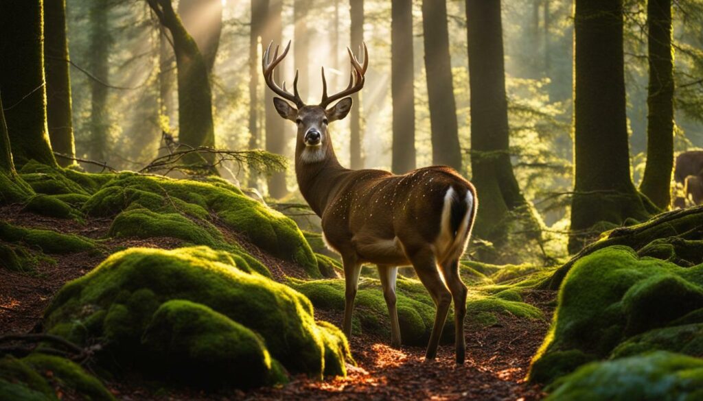 Illustration of a deer in a forest