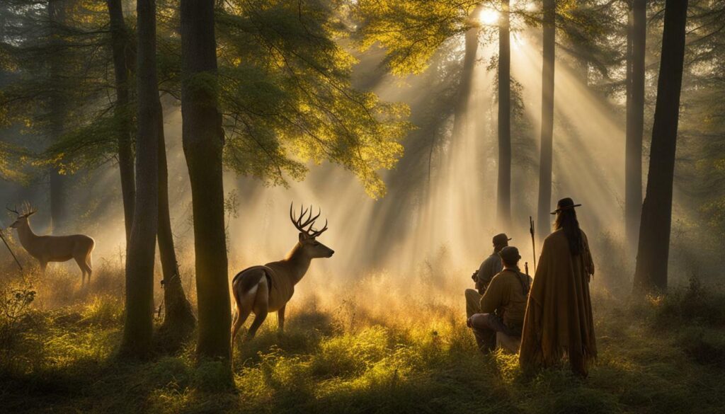 Native American tribes and a deer